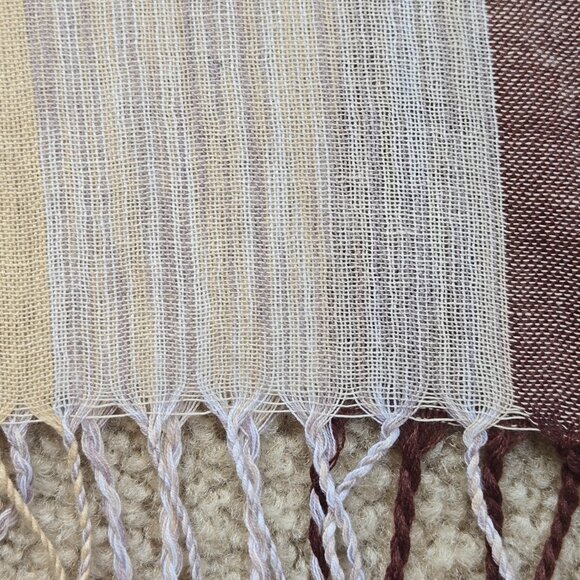 NWOT Neutral Earth Tones Fringed Scarf Lightweight - Picture 7 of 9